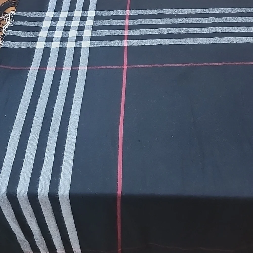 Brandi Melville Black White And Red Striped Scarf With Fringe